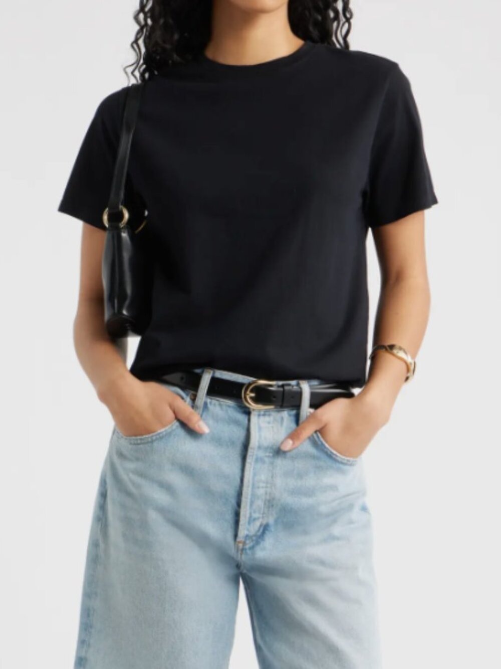 Open Edit Oversized Boyfriend T-Shirt in Black Sz Small